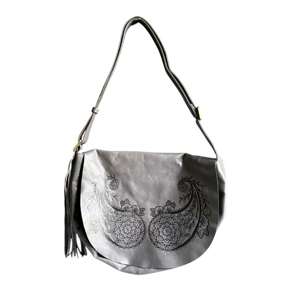 Hobo Inked Hide Collectors Edition 2018 Leather Maverick Shoulder Handbag Gray - Picture 1 of 12